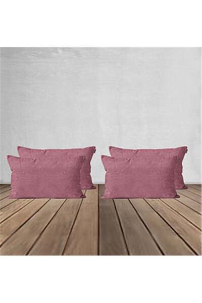 GOCCIA HOME 4'lü Kadife Dokulu Kırlent Kılıfı Gül Kurusu