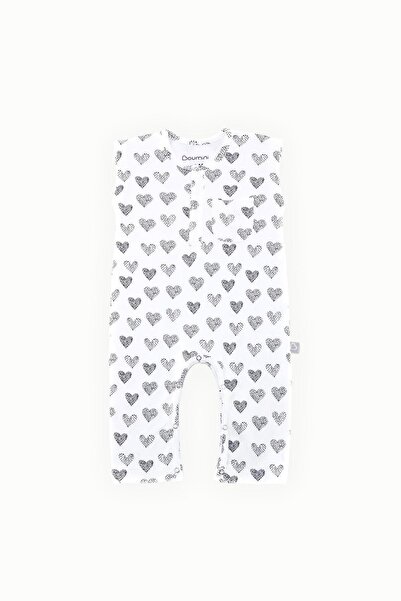 Boumini ثوب فضفاض للأطفال بدون أكمام بأرجل طويلة وقلوب باللون الأبيض