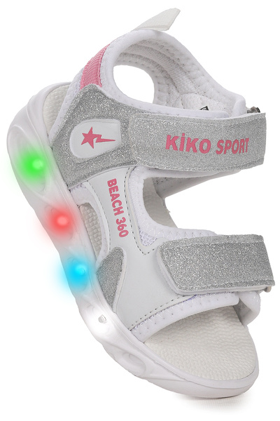 Kiko Kids 102 Glittery Lighted Girls' Velcro Sandals Shoes