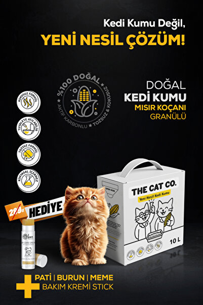 The Cat Co. %100 Doğal Aktif Karbonlu Topaklanan Kedi Kumu 10L – Tozsuz & Kok...