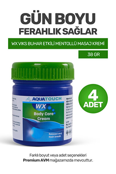 aqua touch (4 ADET) WX Viks Buhar Etkili Mentollü Masaj Kremi Body Care 38 gr...