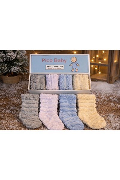 Pico Baby 4'lü Bebek & Çocuk Ters Havlu Düz Renkli Çorap