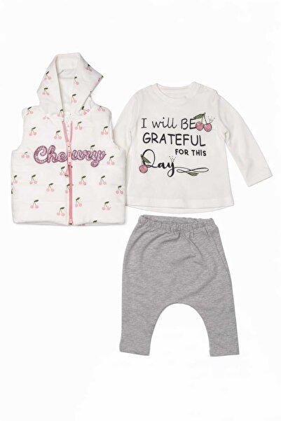 Kadim Textile Cherry Patterned Vest Set
