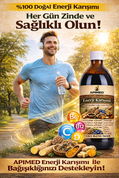 APİMED مزيج الطاقة 700 جرام × 2 |   مزيج دقيق القوالب الطبيعي، دعم عشبي بالبروبوليس (مجموعة من قطعتين)