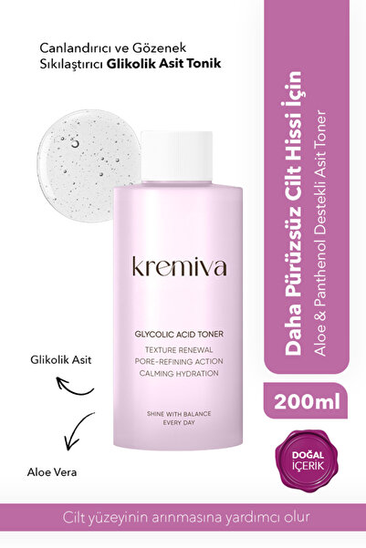Kremiva Canlandırıcı ve Gözenek Sıkılaştırıcı Glikolik Asit Tonik