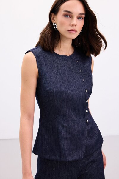 Sateen Livia Vest - Navy Blue