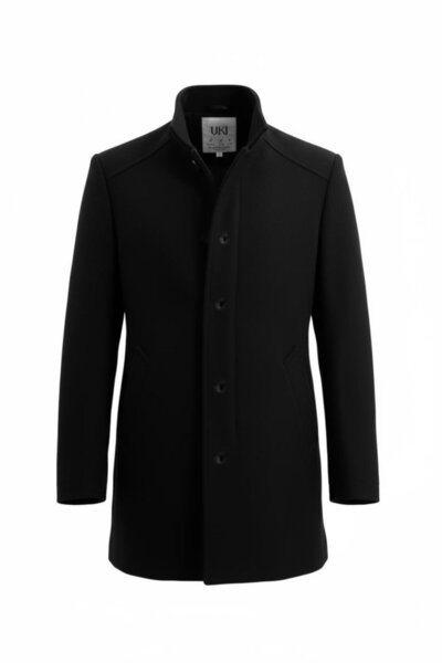 Uki SİYAH Kaşe Hakim Yaka Kaban