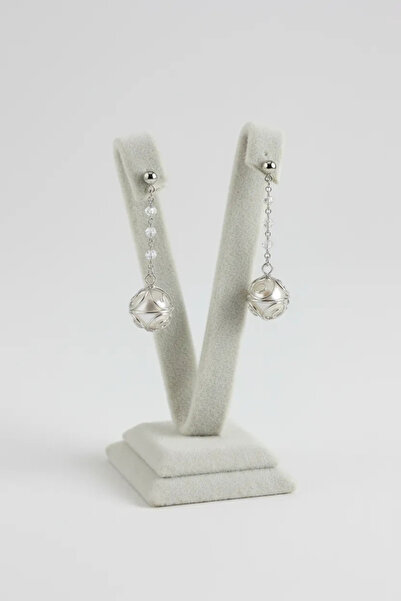 MeGass Dekor Domestic Production Suede Fabric Gray Color 10 Cm Earring Displa...