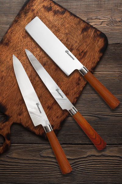 Sürmene Bıçakçı Hacı Ahmet Doğu Esintileri Sushi, Nakiri, Santoku Üçlü Şef Bı...