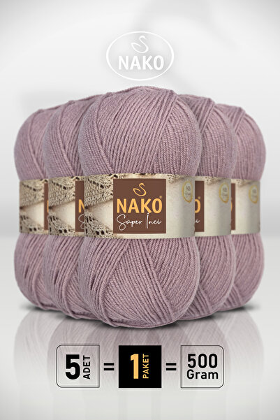NAKO Süper İnci - 10155 Üzüm Suyu - 5'li Paket - 100gr/260m - El Örgü İpi - A...