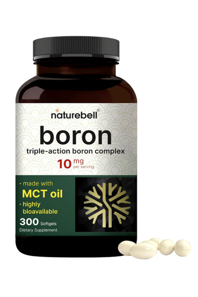 Naturebell Boron 10mg, 300 Softgels with MCT Oil High Absorption Triple Actio...