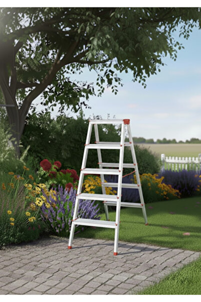 Genel Markalar Alüminyum Çift Çıkışlı Merdiven 5 Basamak | Kaymaz Ayaklı | En...
