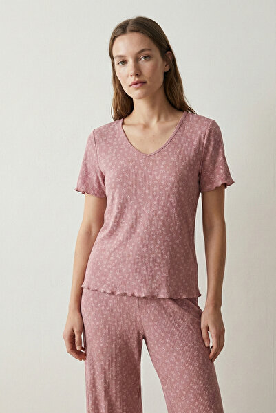 Elemge طقم بيجامة نسائي من قطن الخيزران، تصميم داستي روز، قصة عادية، قطعة علو...