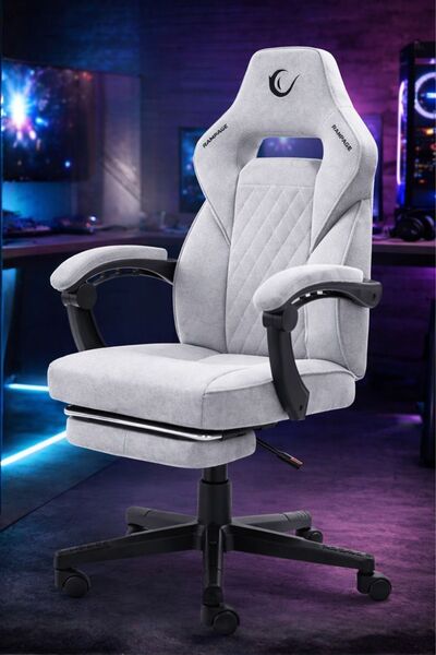 Rampage Lumos Terletmez Kumaş Ayak Destekli Gri Oyuncu Koltuğu - KL-R12