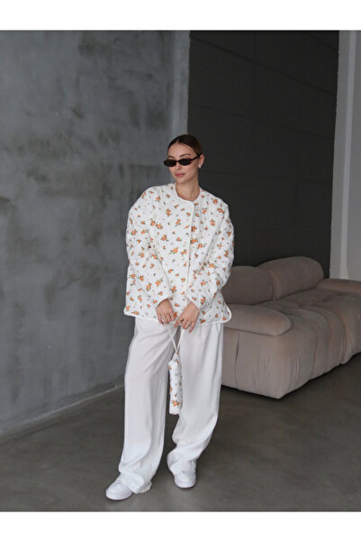 thelowely ÇİÇEKLİ ÇANTALI KAPİTONE OVERSİZE CEKET