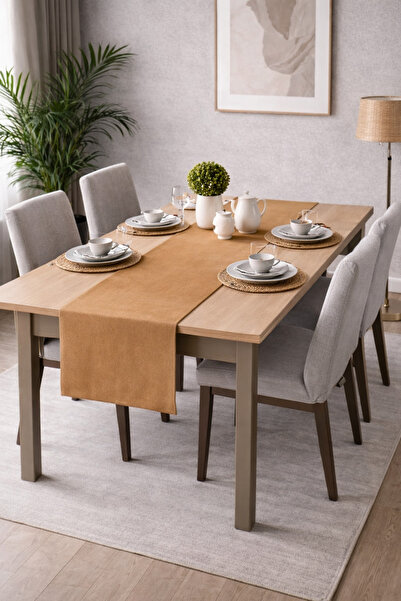 PerdeYap1980 Runner din catifea cu textura cacao, seria Ada, 40 x 140 cm