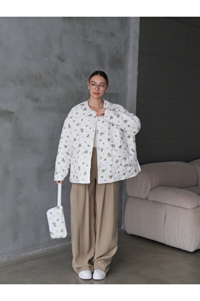 thelowely ÇİÇEKLİ ÇANTALI KAPİTONE OVERSİZE CEKET