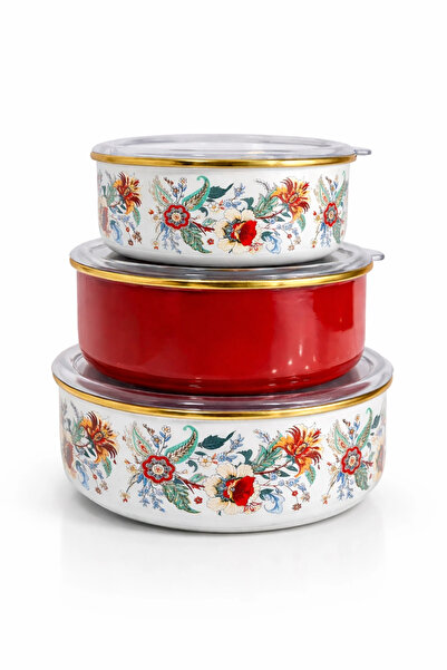 PR HOME Magnolia Enamel Triple Storage Set