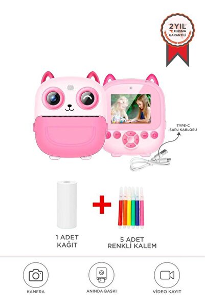 Torima Dijital Fotoğraf Makineleri Çocuk Termal Resim Kağıt Baskılı Yazıcı Ka...