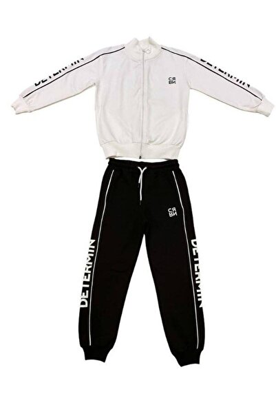 Zekids Set de trening din bumbac pentru băiat, cu fermoar, cu talie elastică