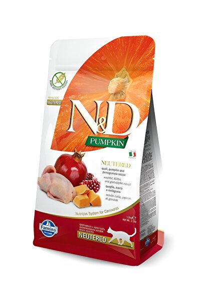 N&D طعام القطط البالغة الخالي من الحبوب والسمك السمان والرمان 1.5 كجم