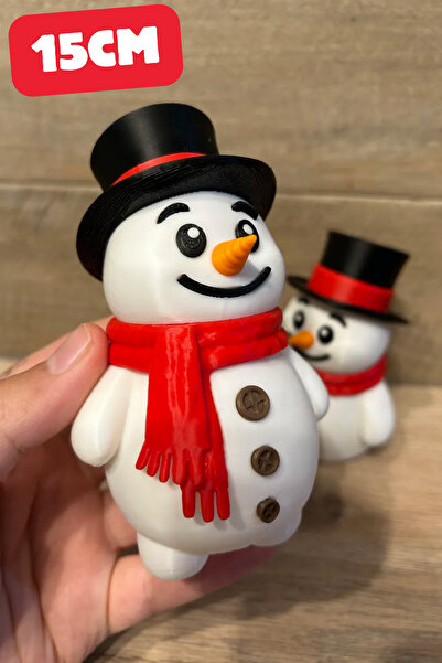 Genç 3D Snowmen Karlı Noel Adamı Figürü | Yılbaşı Dekorasyon Ürünü | 15 cm