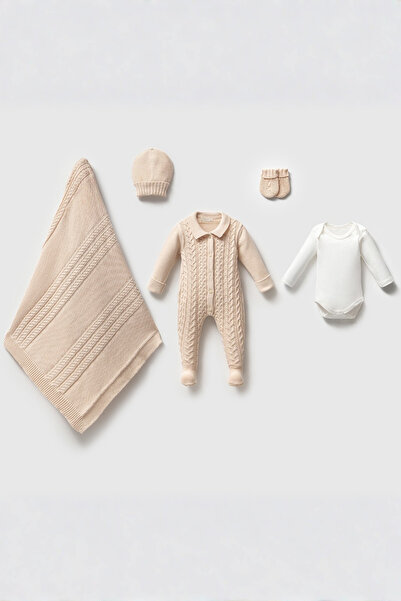 Nipperland Motif Örgü Triko Yenidoğan Seti