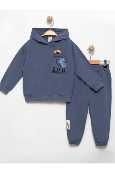 Zekids Set de trening din bumbac cu glugă pentru băiat