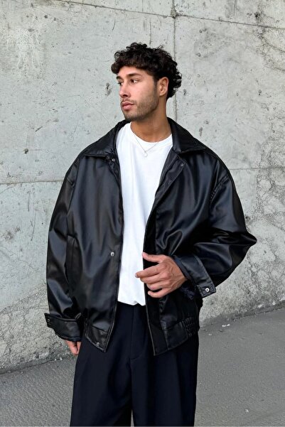 Moderk Vintage Oversize Erkek Bomber Deri Ceket
