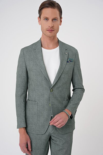 Efor Comfort Fit Mono Collar Double Slit Pocket Flexible Cotton Green Jacket ...