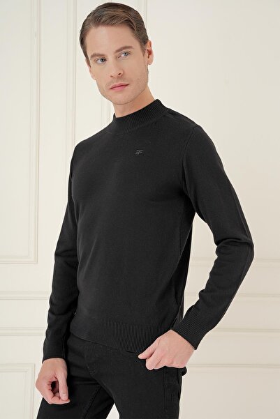 Efor TR 875 Slim Fit Siyah Klasik Triko