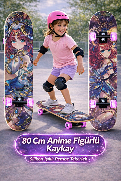 Canland Işıklı Silikon Tekerlekli Profesyonel Kaykay | Dayanıklı Ahşap Tahta ...