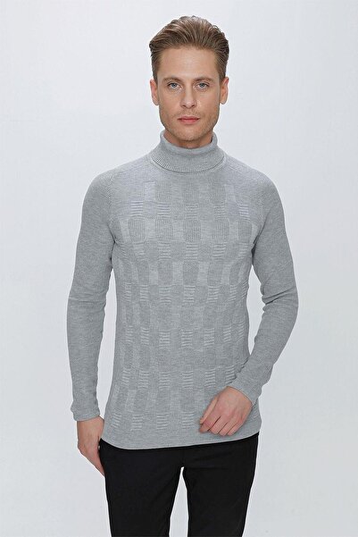 Efor TR 852 Slim Fit Gri Klasik Triko