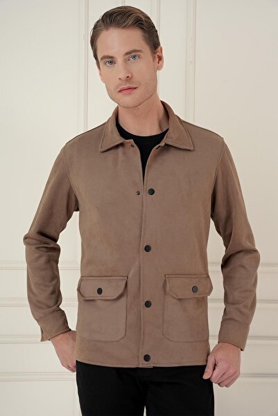 Efor Comfort Fit Mono Yaka Kapaklı Cep Casual Vizon Ceket C 699
