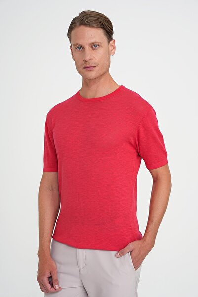 Efor Comfort Fit Bisiklet Yaka Kısa Kol Spor Mercan Triko Tr 881