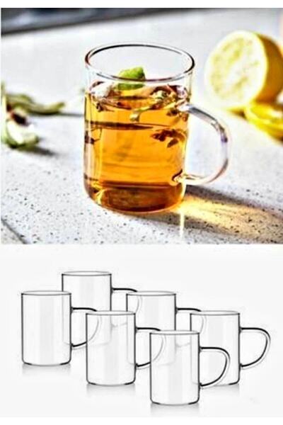 Pembelia Life 6'lı Borosilikat Cam Isıya Dayanıklı 150ml Kupa Çay Bardak Seti