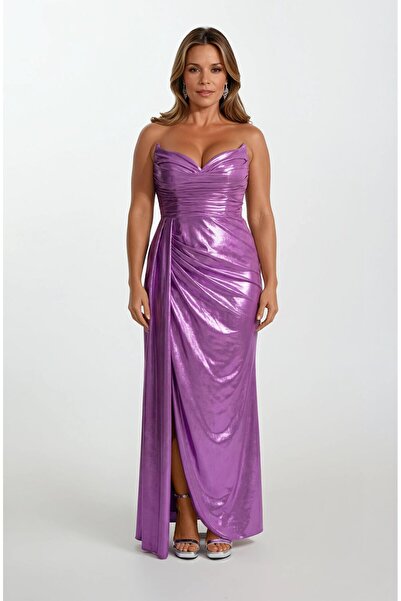 Spazio Odobella Kalp Yaka Straplez Anvelop Uzun Abiye Elbise MENEKSE