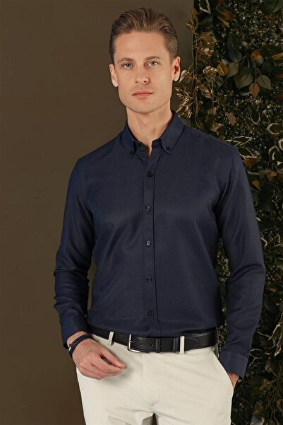 Efor GK 686 Slim Fit Koyu Lacivert Klasik Gömlek