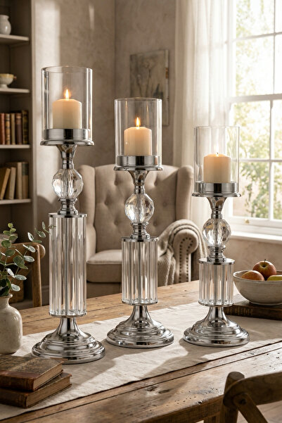 AbajurAksesuar Elçin Krom Mumluk