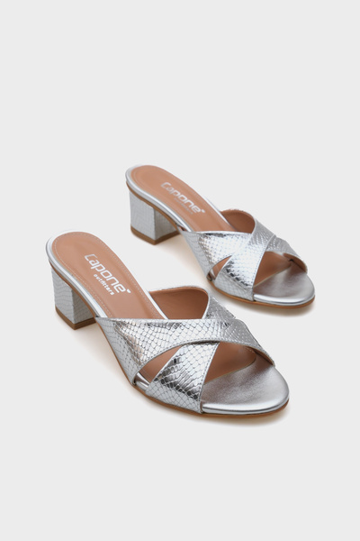 Capone Outfitters Taya Medium Heeled Cross Strap Women's Slippers