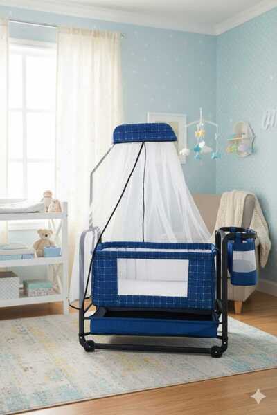 Bebelovv Anne Yanı Sallanabilir Bebek Beşiği Portatif Hamak Sepet Beşik Safir