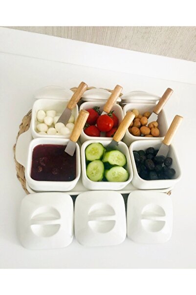 Pembelia Life 6'li Lüx Standlı Kapaklı Sunumluk Kahvaltılık Ve Reçel Bıçak Seti