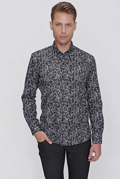 Efor G 1521 Slim Fit Siyah Spor Gömlek