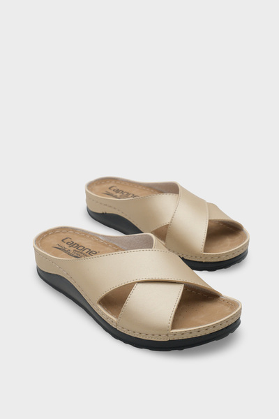 Capone Outfitters Ivory 107001   Women's Cross Band Comfort Anatomic Slippers