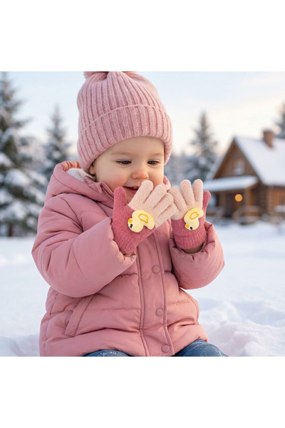 PIECE SIGNATURE Soft Children's Gloves with Cute Duck Accessories (1-3 Years ...