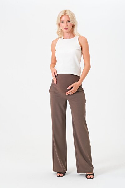 BUSA Pantaloni din gabardină cu picioare largi, cu bandă elastică pentru abdo...