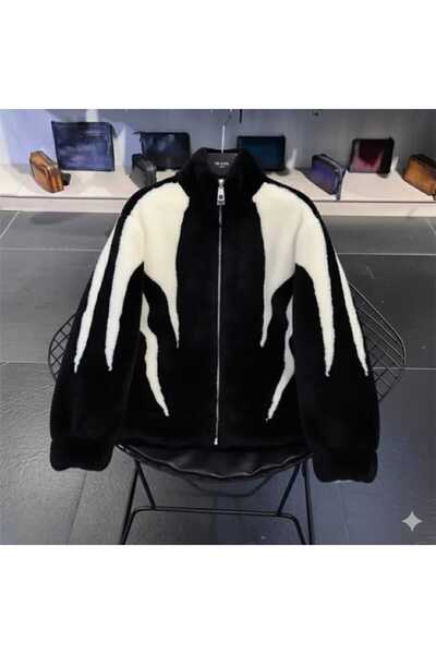 Butik Beyza Jachetă de pluș unisex, de mărime mare, cu piese