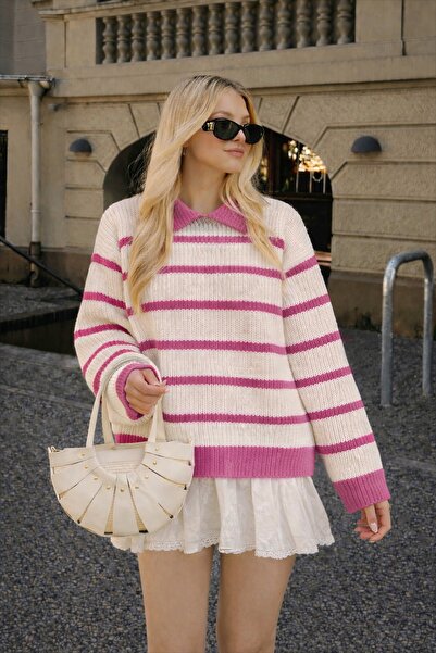 moda mh PULOVER DE DAME SELANİK, TRICOTAT, CU GULER POLO, CU DUCĂTURI, STIL O...