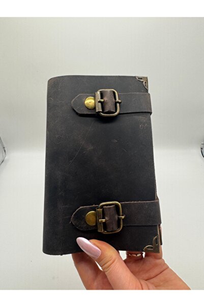 LAYDA %100 Hakiki Deri Vintage Not Defteri Siyah Eskitme