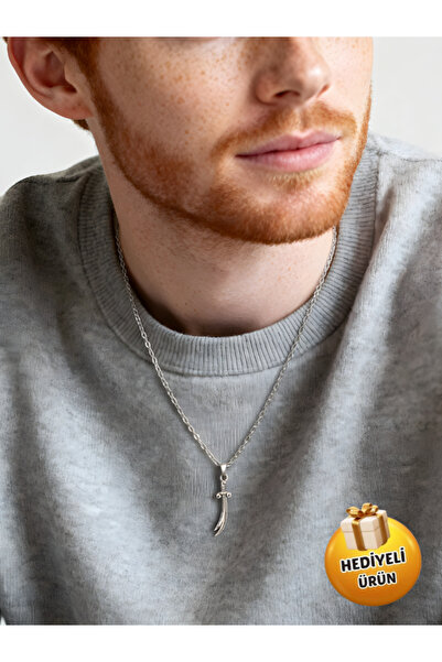 Piercing Market Steel & Silver Erkek Gümüş Renk Zülfikar Figürlü Kolye